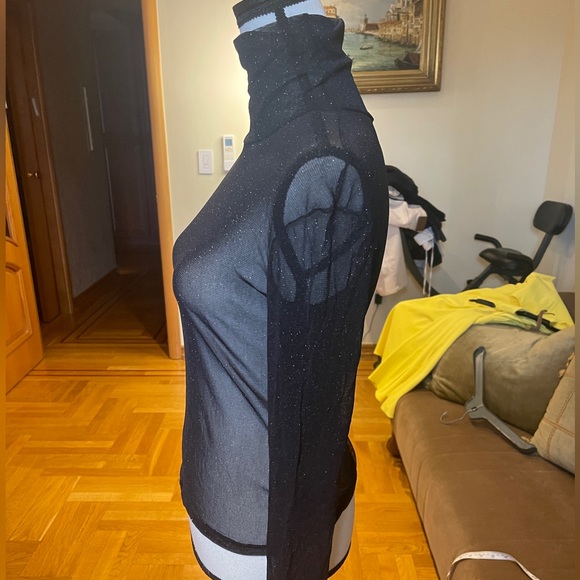 La petite Francaise Women’s sheer top turtleneck lurex sparkly Sz S/M - Picture 8 of 16